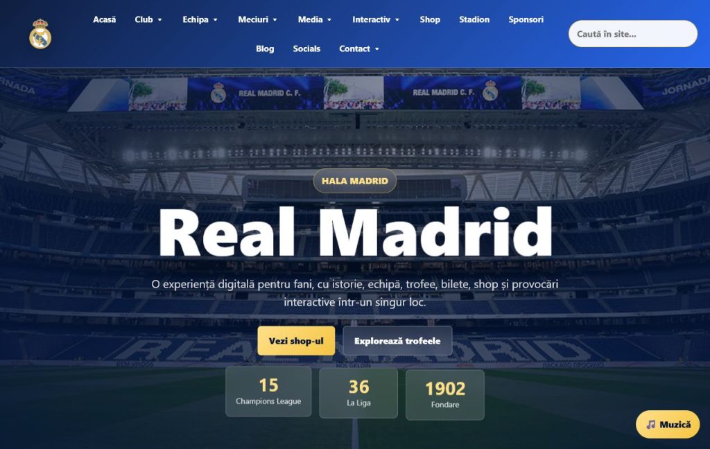 Previzualizare website realizat în cadrul cursului